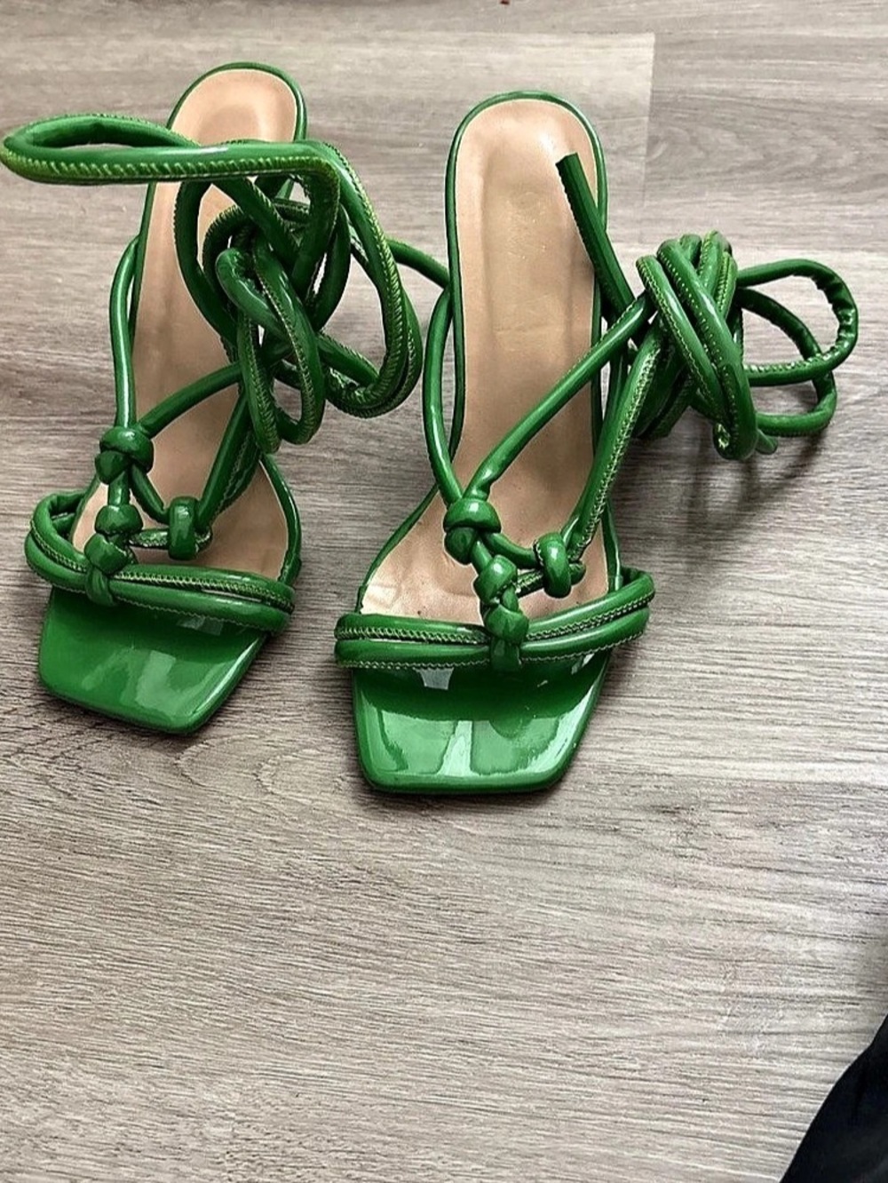 Green Strappy Heeled Sandals Like New